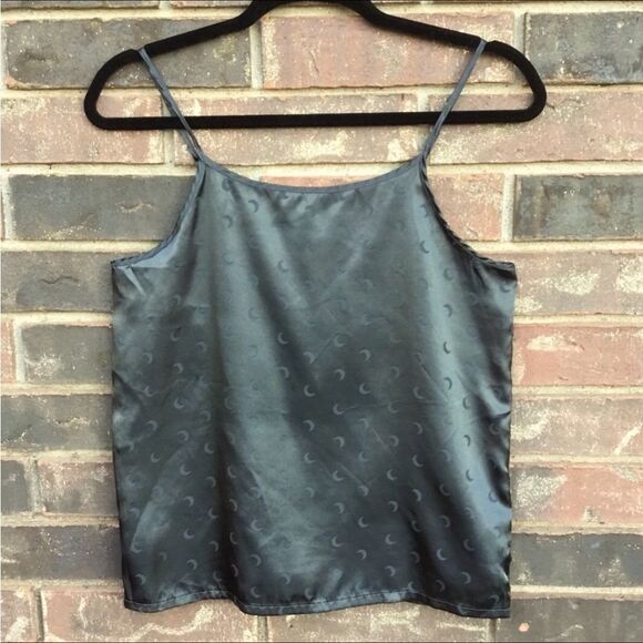 Witchy satin moon pattern black camisole top witchcore whimsygoth - Picture 1 of 5
